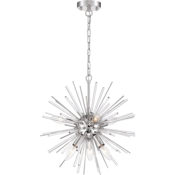 Nuvo Cirrus 8-Light Chandelier - Polished Nickel Finish with Glass Rods 60/6993