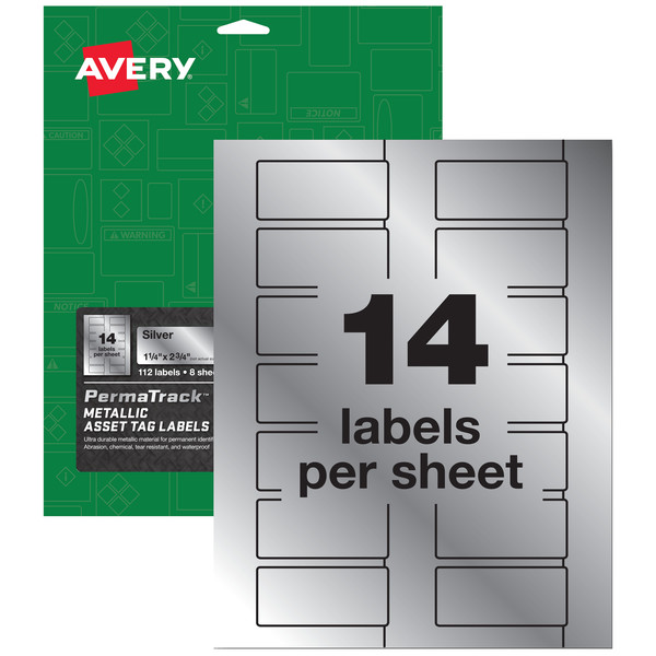 Avery Durable Metallic Asset Tag Labels, PK112 61528