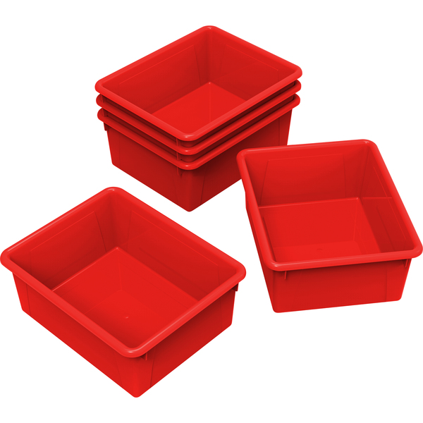 Storex Storage Bin, Red, 5 PK 62525U05C