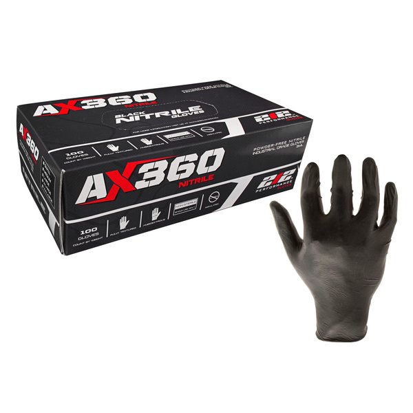 212 Performance NTG-05, Disposable Gloves, 5 mil Palm, Nitrile, Powder-Free, L, 100 PK, Black NTG-05-010