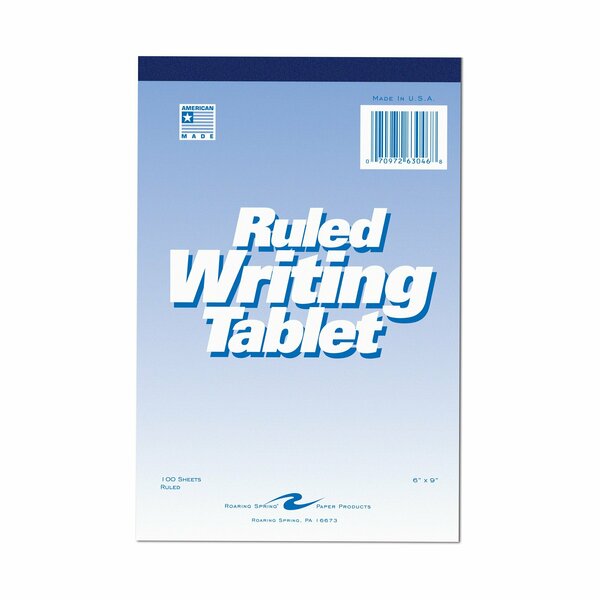 Roaring Spring Case of Writing Tablets, 6"x9", Wide Ruled, 100 Sheets/Pad, Fits in a Standard 6 3/4″ Size Envelope. 63046cs