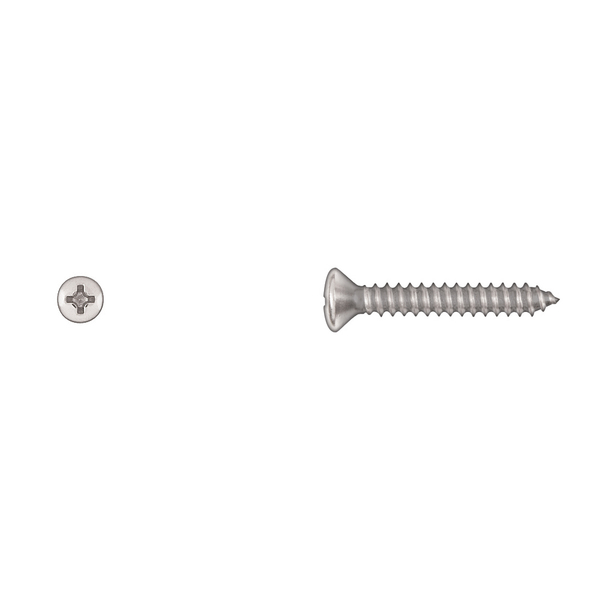 Disco Sheet Metal Screw, #10 x 1-1/4 in, Chrome Plated Oval Head Phillips Drive 6310PK