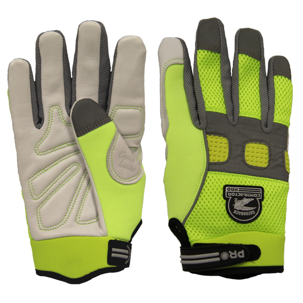 Gatorback High Visibility Goat Skin DuraGrip Work Gloves, Size: L 635-L