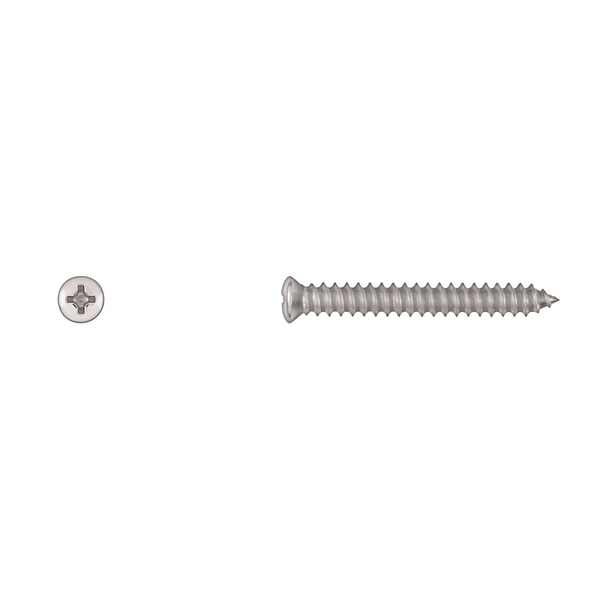 Disco Sheet Metal Screw, #10 x 1-1/2 in, Chrome Plated Oval Head Phillips Drive 6408PK