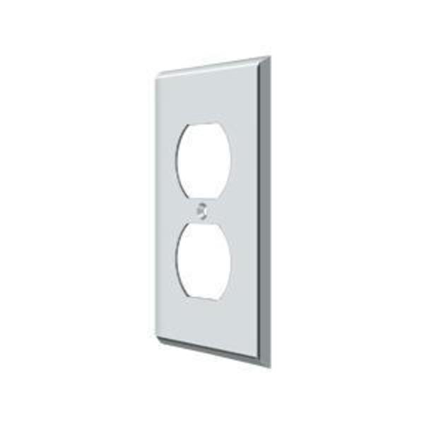 Deltana Double Outlet Switch Plate, Number of Gangs: 1 Solid Brass, Polished Chrome Plated Finish SWP4752U26