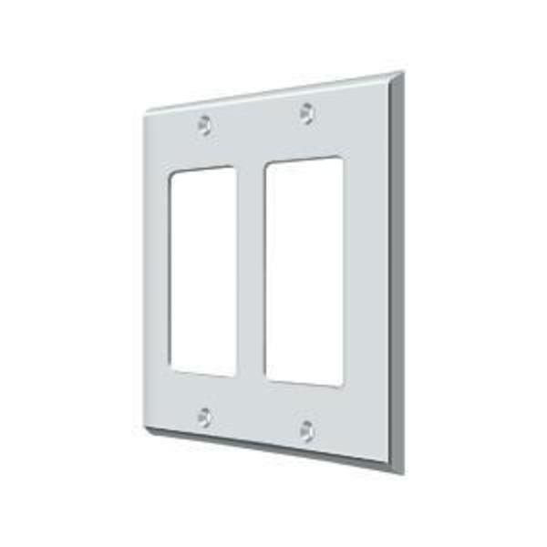 Deltana Double Rocker Switch Plate, Number of Gangs: 2 Solid Brass, Polished Chrome Plated Finish SWP4741U26