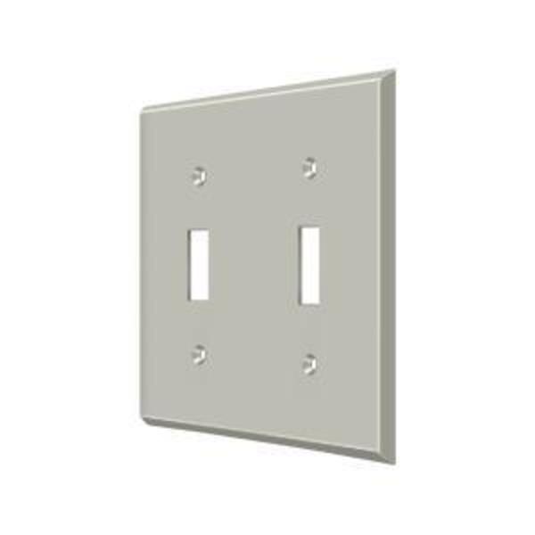 Deltana Double Standard Switch Plate, Number of Gangs: 2 Solid Brass, Brushed Nickel Finish SWP4761U15