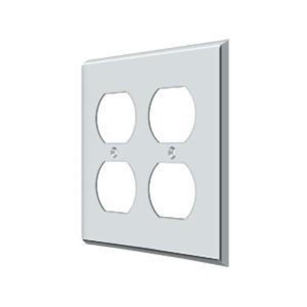 Deltana Quadruple Outlet Switch Plate, Number of Gangs: 2 Solid Brass, Polished Chrome Plated Finish SWP4771U26