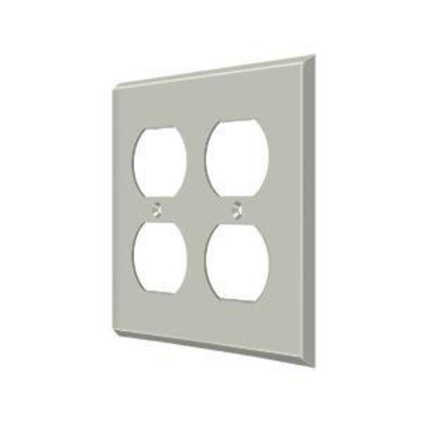 Deltana Quadruple Outlet Switch Plate, Number of Gangs: 2 Solid Brass, Brushed Nickel Finish SWP4771U15