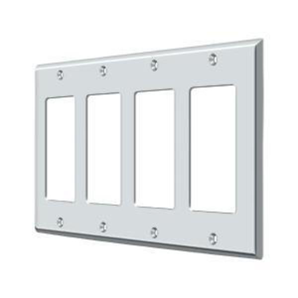 Deltana Quadruple Rocker Switch Plate, Number of Gangs: 4 Solid Brass, Polished Chrome Plated Finish SWP4744U26