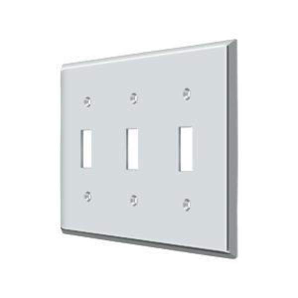 Deltana Triple Standard Switch Plate, Number of Gangs: 3 Solid Brass, Polished Chrome Plated Finish SWP4763U26