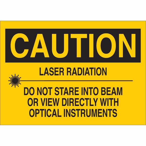 Brady Caution Laser Sign, 7 in Height, 10 in Width, Aluminum, Rectangle, English 41152
