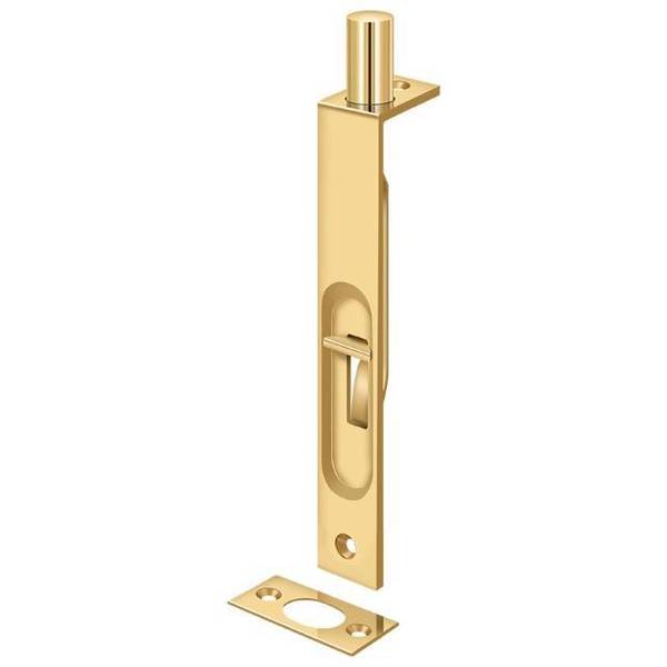 Deltana Flush Bolt, Heavy Duty, Square Lifetime Brass 6" 6FBSCR003