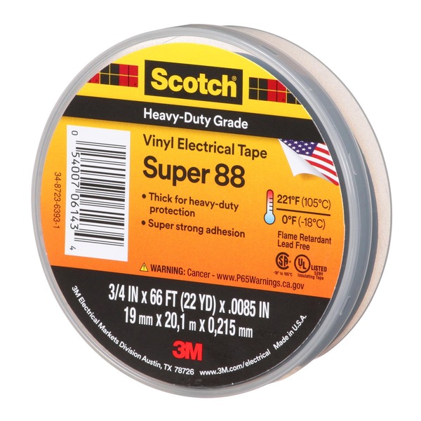 3M 69 Electrical Tape, White, 0.313 x 36 yd.