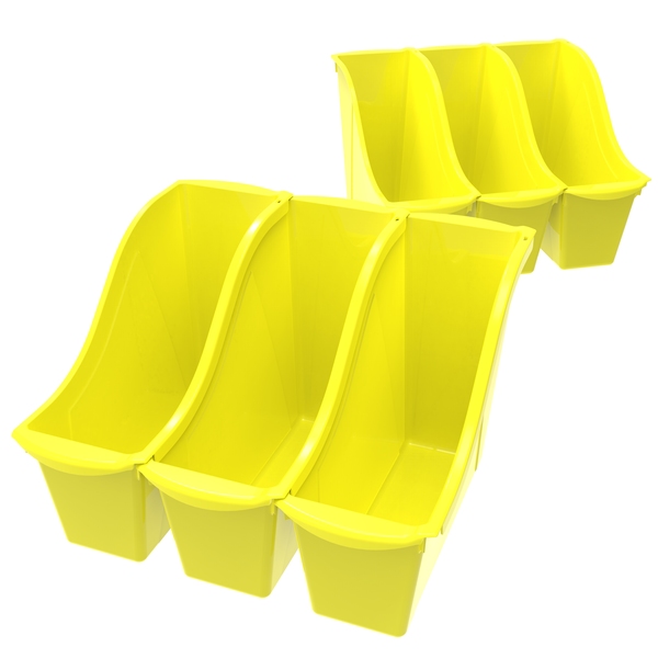 Storex Book Storage Bin, Yellow, 6 PK 71112U06C