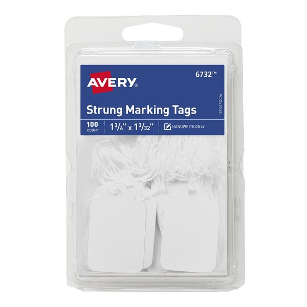 Avery Marking Tags, Strung, 1-3/4" x 1-, PK100 6732