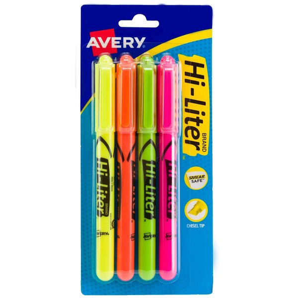 Avery Hi-Liter Pen-Style Highlighters, Sm, PK4 23545