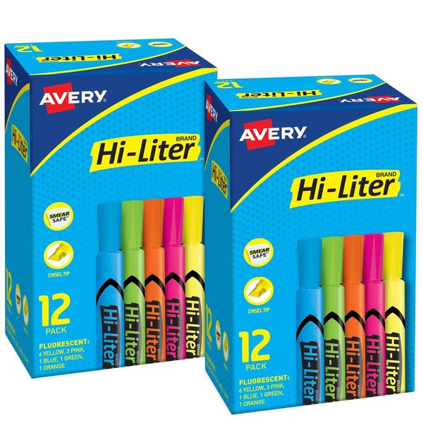 Avery Hi-Liter Desk-Style Highlighters, PK24 25601