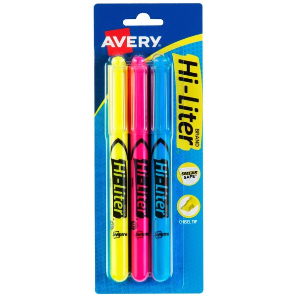 Avery Hi-Liter Pen-Style Highlighters, Sm, PK3 25860