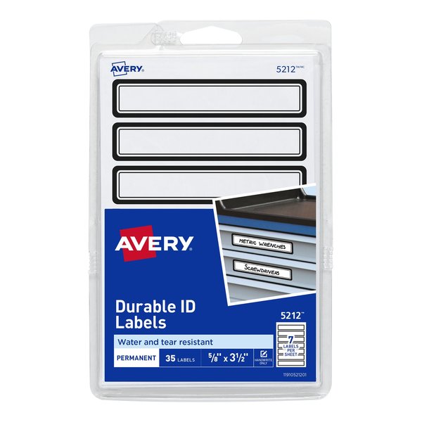 Avery Durable ID Labels, Permanent Adhes, PK35 5212