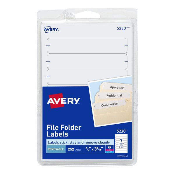 Avery File Folder Labels on 4" x 6" She, PK252 5230