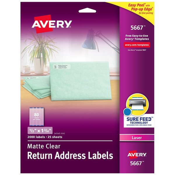 Avery Matte Clear Return Address Label, PK2000 5667