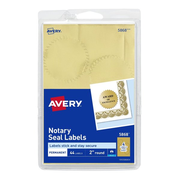 Avery Notary Seal Labels, 2" Diameter, PK44 5868