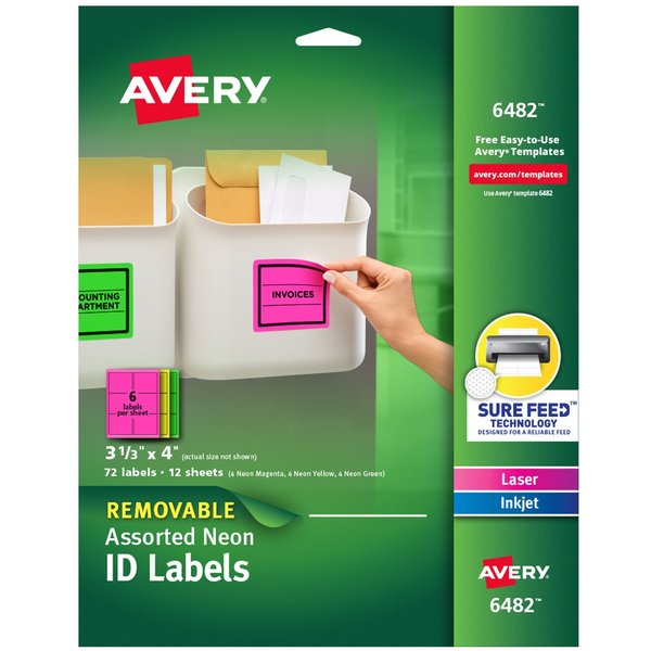 Avery Removable Multipurpose Labels, Sur, PK72 6482