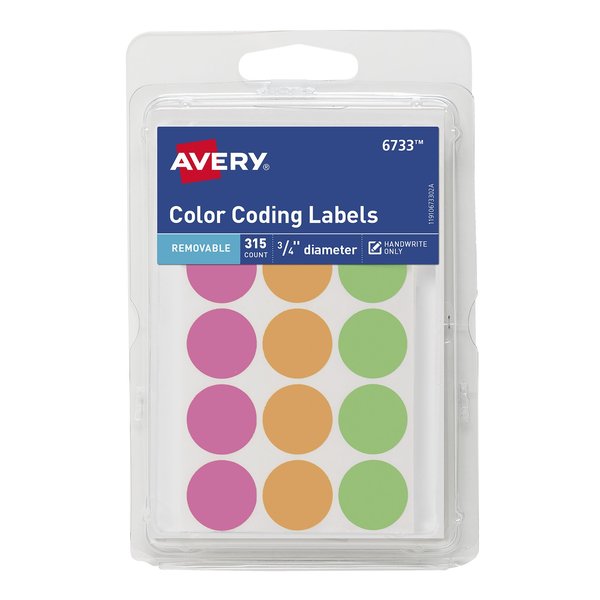 Avery Color-Coding Labels, Removable Ad, PK315 6733