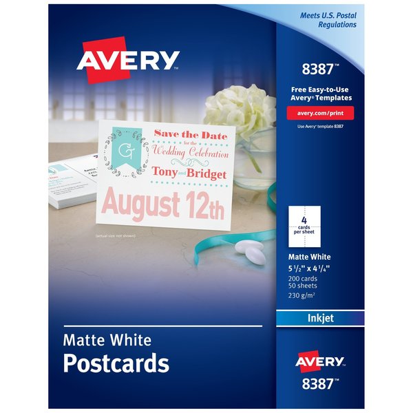 Avery Postcards, Matte, 2-Sided Printin, PK200 8387