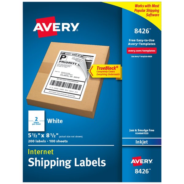 Avery Printable Blank Shipping Labels, PK200 8426