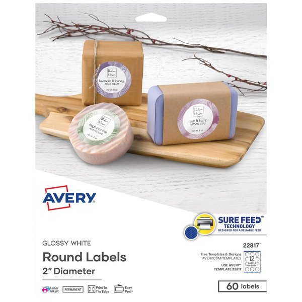 Avery Printable Round Labels with Sure F, PK60 22817