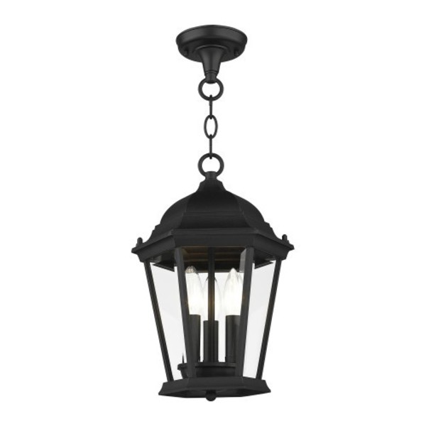 Livex Lighting Textured Black Outdoor Pendant Lantern, 3 7564-14