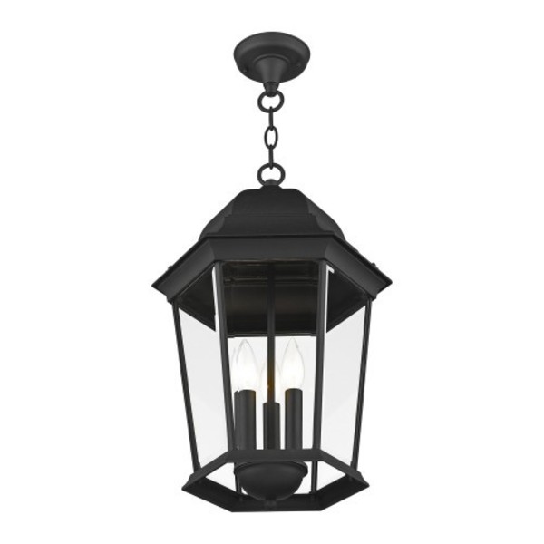 Livex Lighting Textured Black Outdoor Pendant Lantern, 3 7569-14