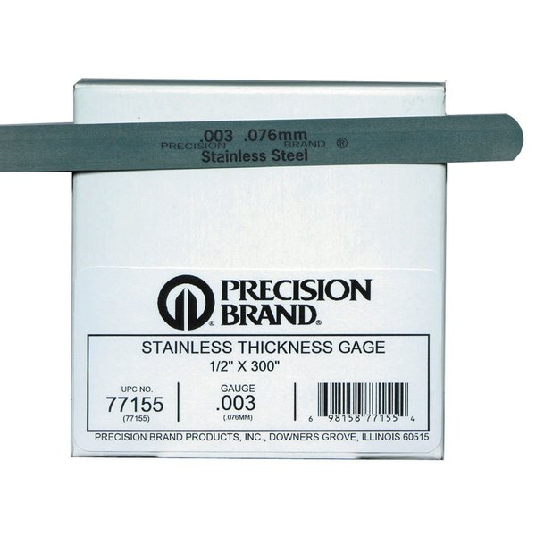 Precision Brand Thickness Gage, SS, 0.002"x1/2"x25 ft Coil 77150