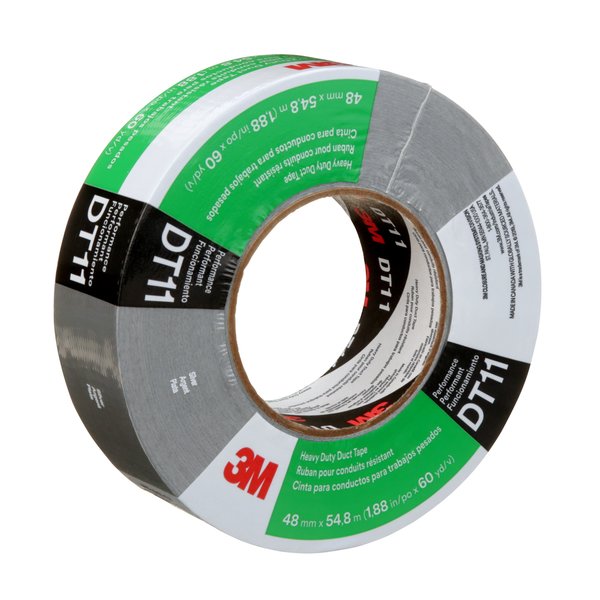 3M™ Heavy Duty Duct Tape DT11, Silver, 48 mm x 54.8 m, 11 mil