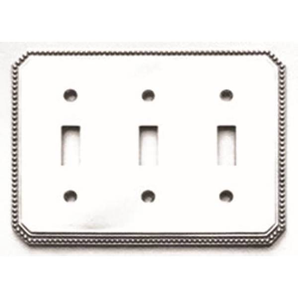 Omnia Triple Beaded Switch Plate, Number of Gangs: 3 Solid Brass, Polished Chrome Plated Finish 8004/T.26