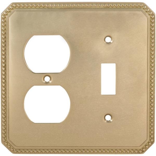 Omnia Combination Beaded Switch Plate, Number of Gangs: 2 Solid Brass 8004/C.15