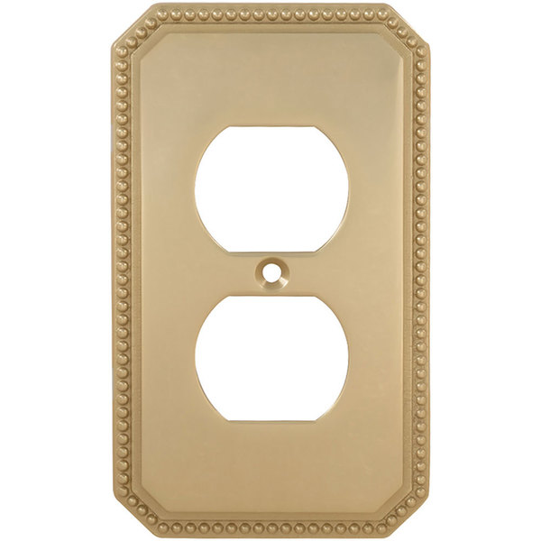 Omnia Duplex Receptacle Beaded Switch Plate, Number of Gangs: 2 Solid Brass 8004/R.15