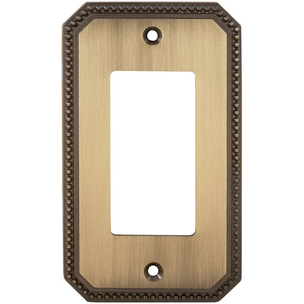 Omnia Single Rocker Beaded Switch Plate, Number of Gangs: 1 Solid Brass, Polished Brass, Lacquered Finish 8005/S.3