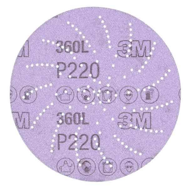 3M Abrasive Disc, 5"Dia P220 Hook-It, PK500 0-00-51141-20541-0