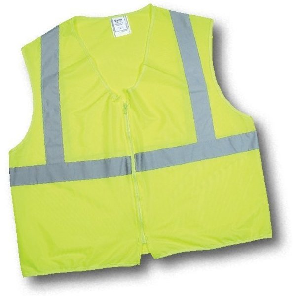 Mutual Industries Ansi Class 2 Non Durable Flame Retardant Vest, Solid, Lime, Large 84900-0-103