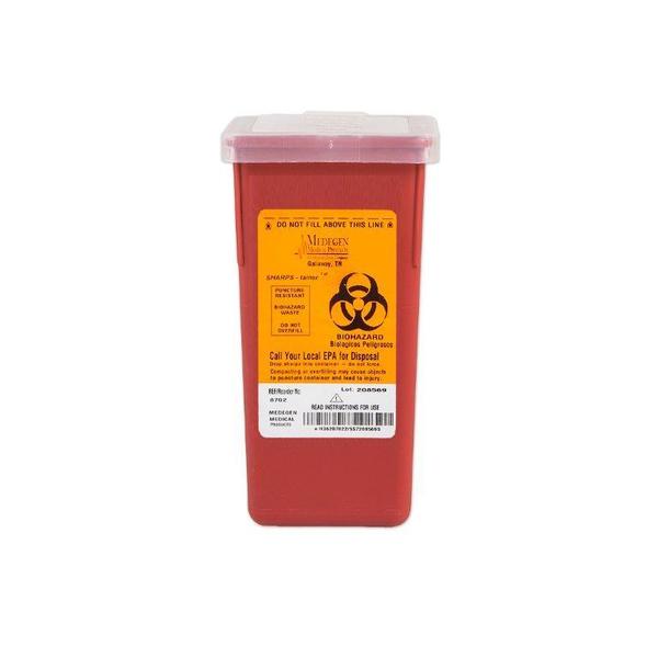 Medegen Medical Products Sharps Container, 1 qt., Red, PK72 8702