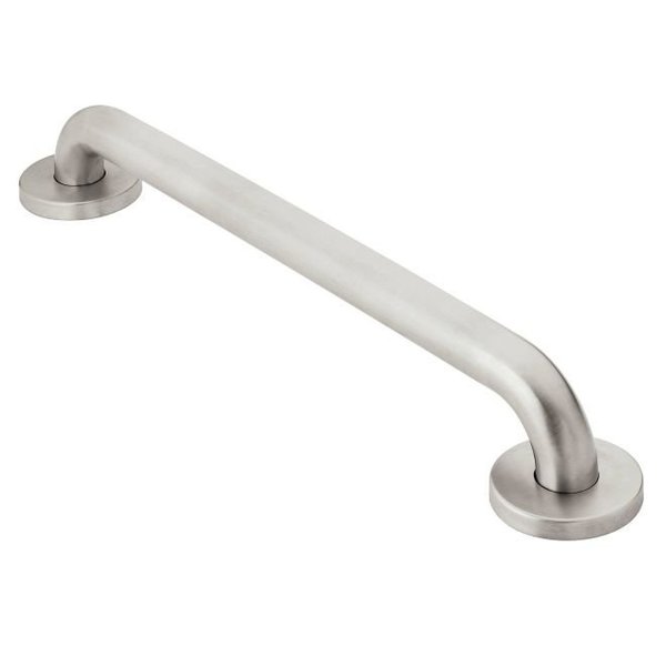 Moen 24" L, Concealed, Stainless Steel, Concealed Screw 24" Grab Bar Satin Stain, Satin Stainless Steel 8724