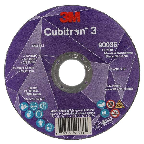 3M Cubitron Abrasive Cut-Off Wheel, 7/8 in Connector 90036