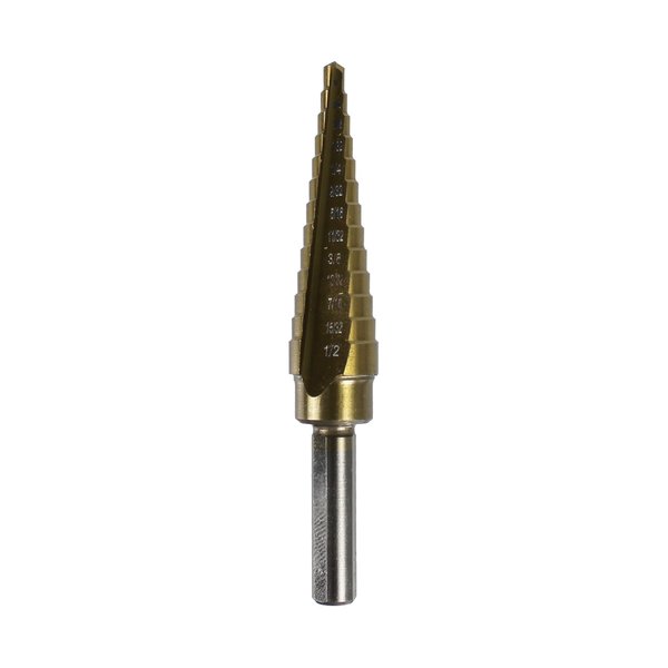 Eclipse Tools Step Drill, 1/8", 1/2", 13 Step, Titanium 900-185