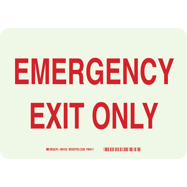 Brady Emergency Exit Sign, 7"X10", Plastic 90944
