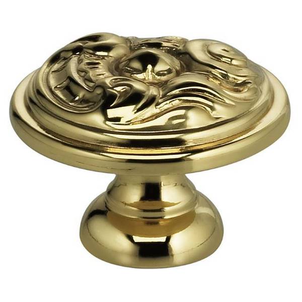 Omnia Ornate Cabinet Knob Bright Brass 1-3/16" 9120/30.3