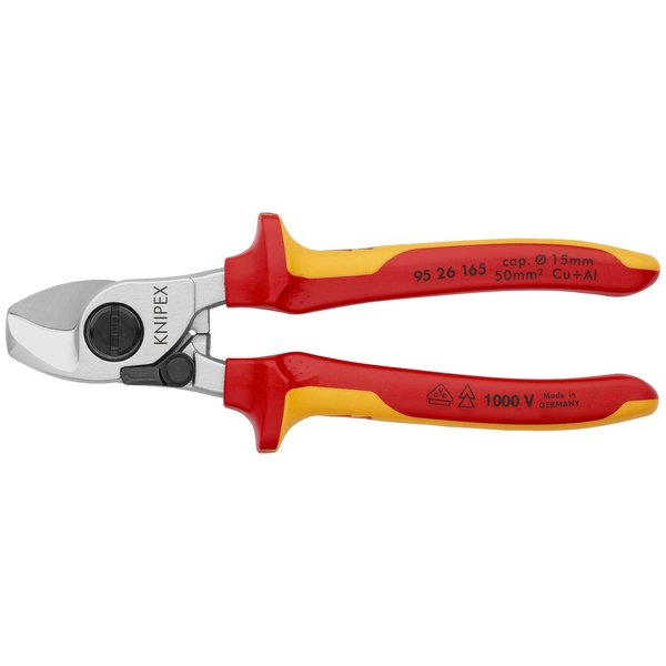 Knipex Cable Shears, 6 1/2", 1000V Insulated 95 26 165