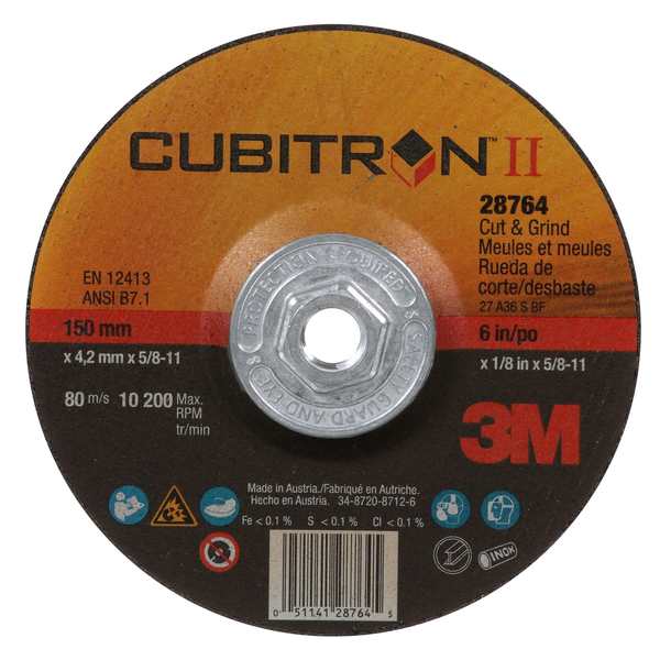 3M Cubitron CutOff&GrindWhl, 5/8"-11CN, ThreadHle 7100247110